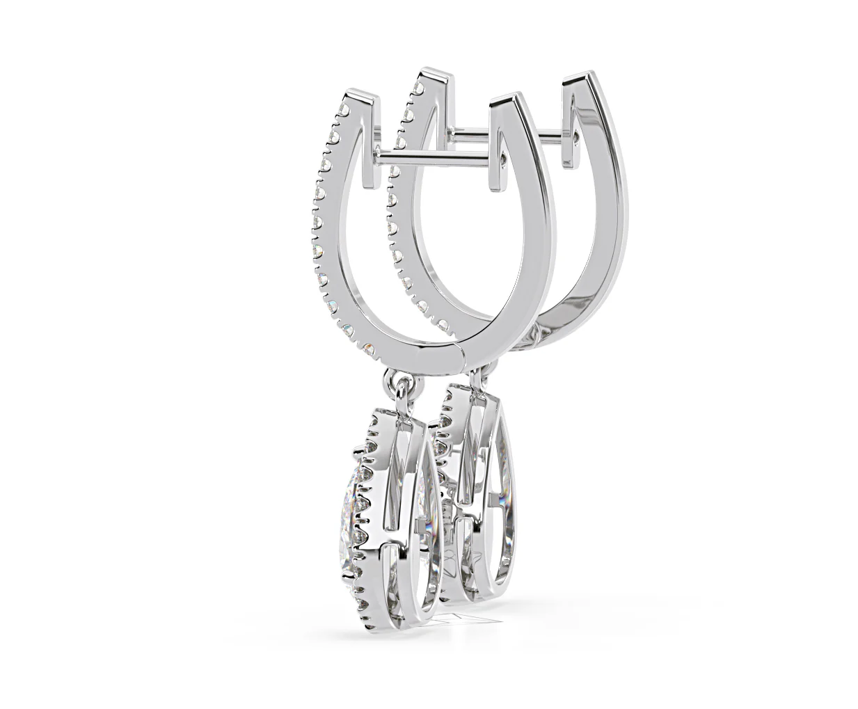 Diana Pear Lab Diamond Halo Drop Earrings 2.60ct in 18K White Gold F/VS1 - Image 30