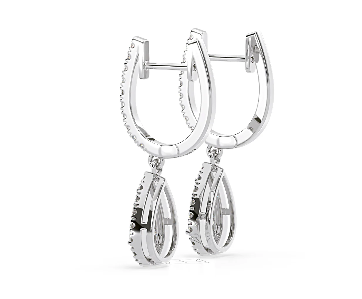 Diana Pear Lab Diamond Halo Drop Earrings 2.60ct in 18K White Gold F/VS1 - Image 33