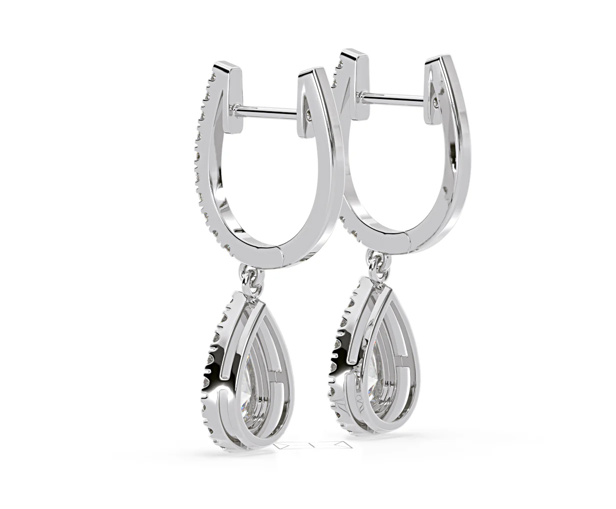 Diana Pear Lab Diamond Halo Drop Earrings 2.60ct in 18K White Gold F/VS1 - Image 35