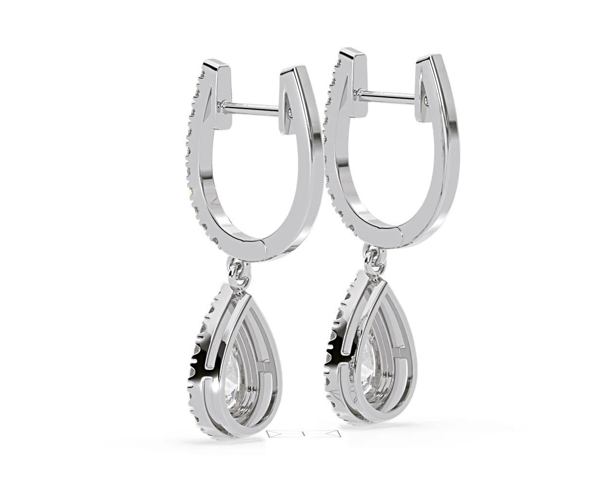 Diana Pear Lab Diamond Halo Drop Earrings 2.60ct in 18K White Gold F/VS1 - Image 36