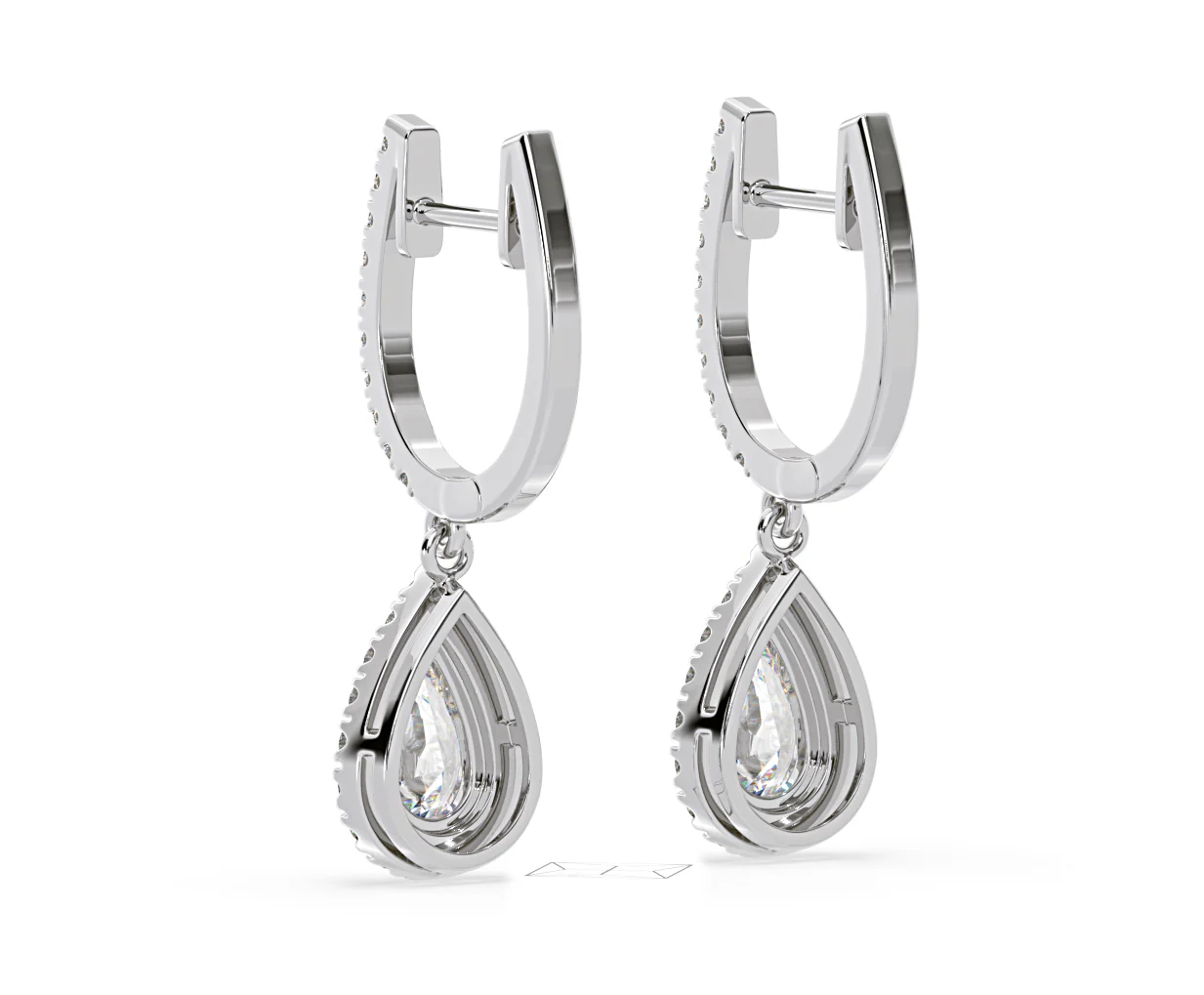 Diana Pear Lab Diamond Halo Drop Earrings 2.60ct in 18K White Gold F/VS1 - Image 39