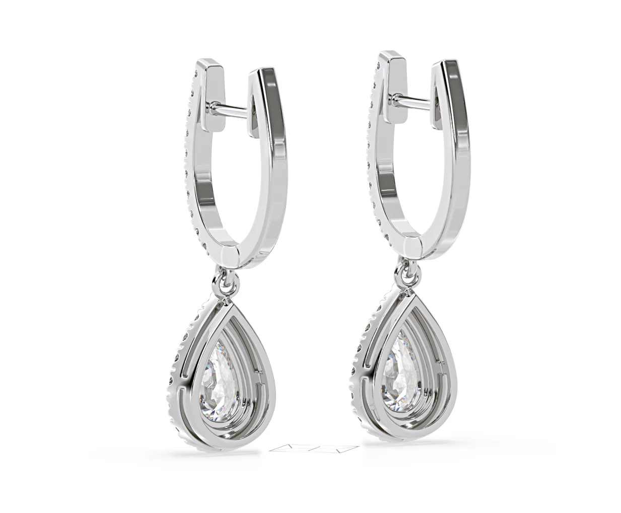 Diana Pear Lab Diamond Halo Drop Earrings 2.60ct in 18K White Gold F/VS1 - Image 40