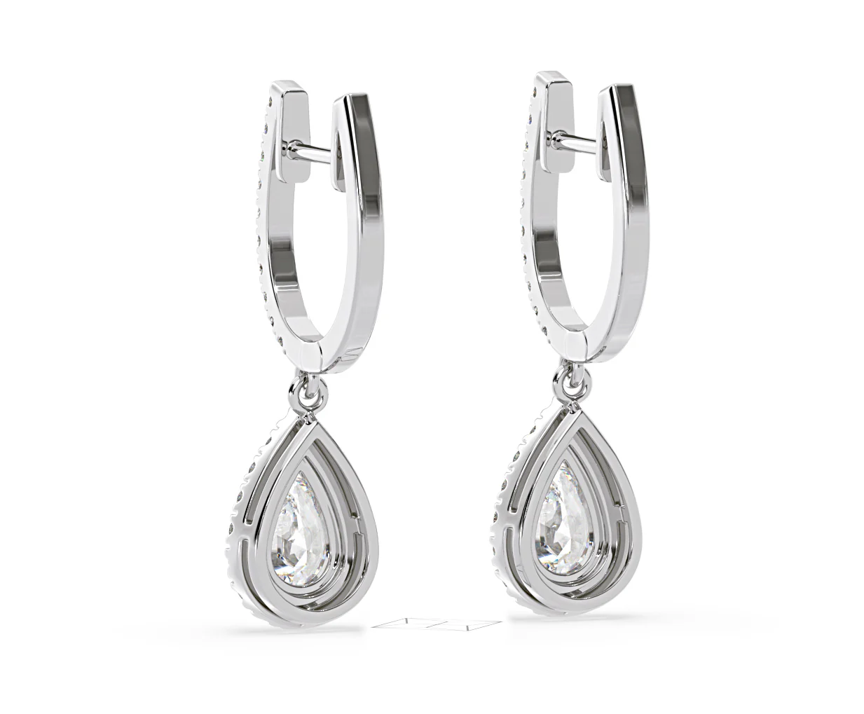 Diana Pear Lab Diamond Halo Drop Earrings 2.60ct in 18K White Gold F/VS1 - Image 41