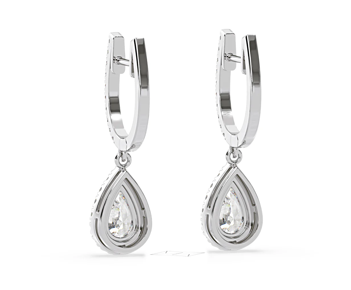 Diana Pear Lab Diamond Halo Drop Earrings 2.60ct in 18K White Gold F/VS1 - Image 42