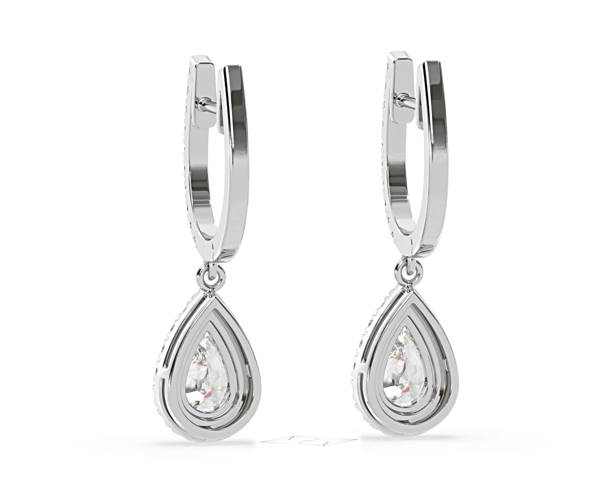 Diana Pear Lab Diamond Halo Drop Earrings 2.60ct in 18K White Gold F/VS1 - Image 43