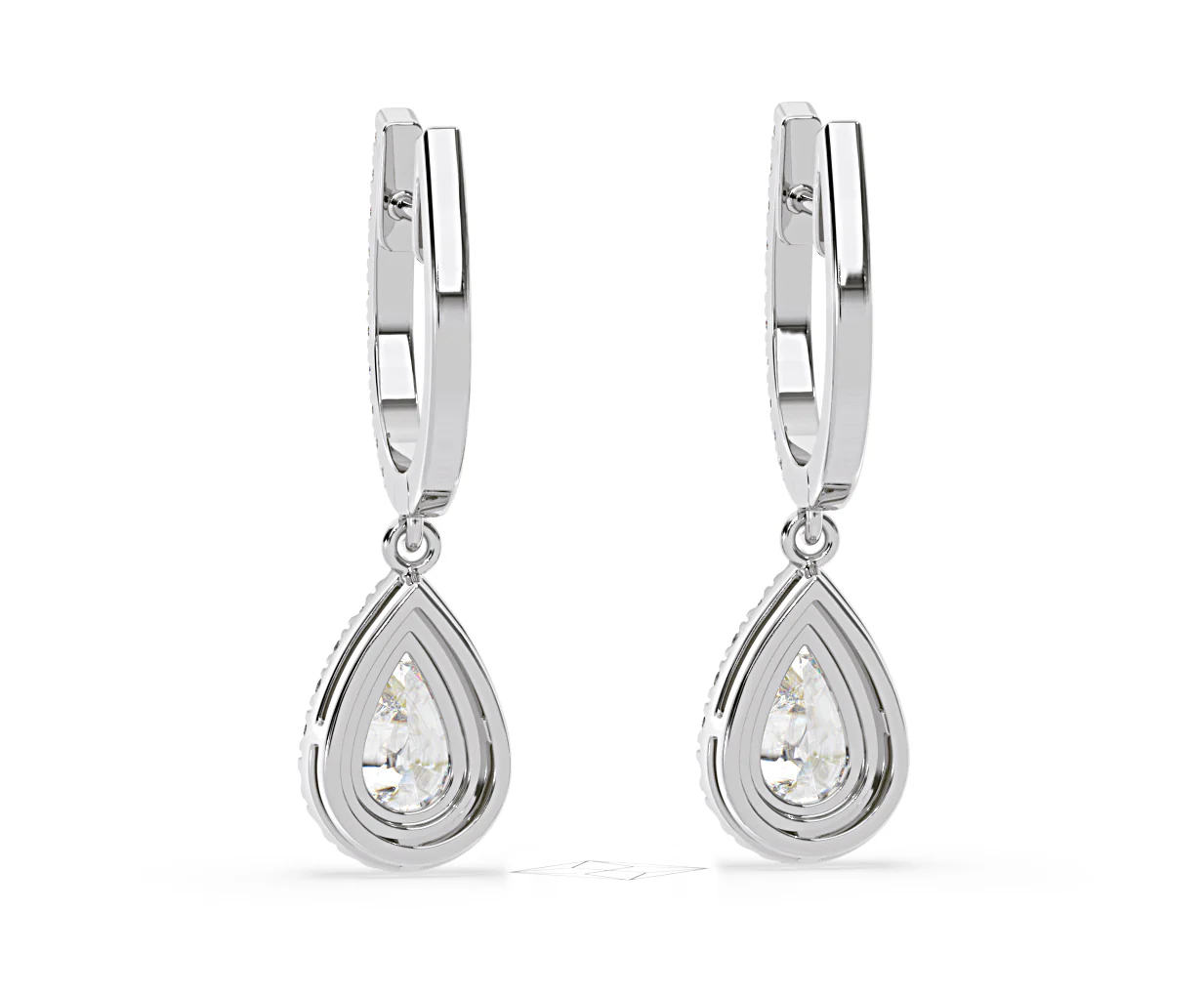 Diana Pear Lab Diamond Halo Drop Earrings 2.60ct in 18K White Gold F/VS1 - Image 44