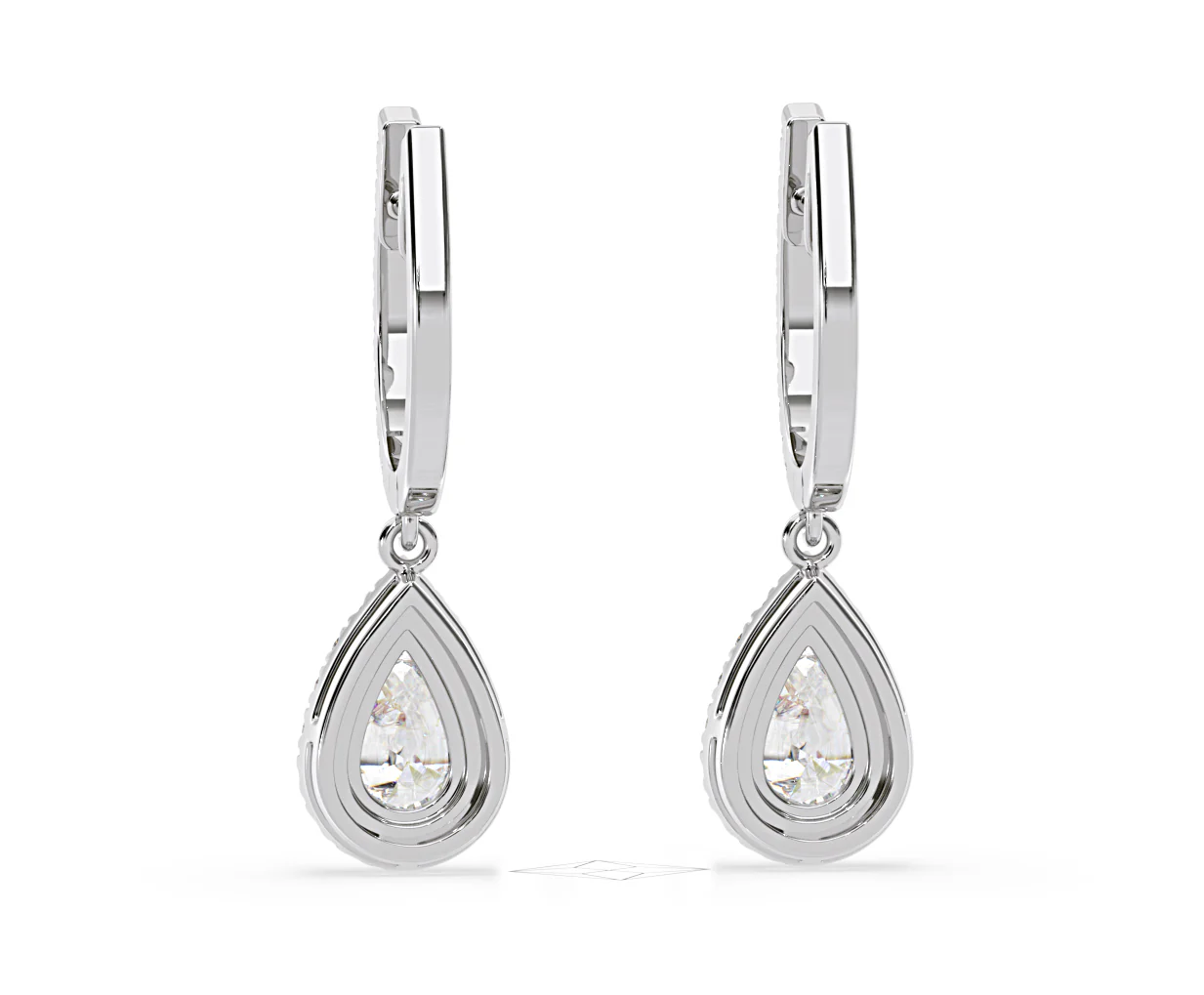 Diana Pear Lab Diamond Halo Drop Earrings 2.60ct in 18K White Gold F/VS1 - Image 45