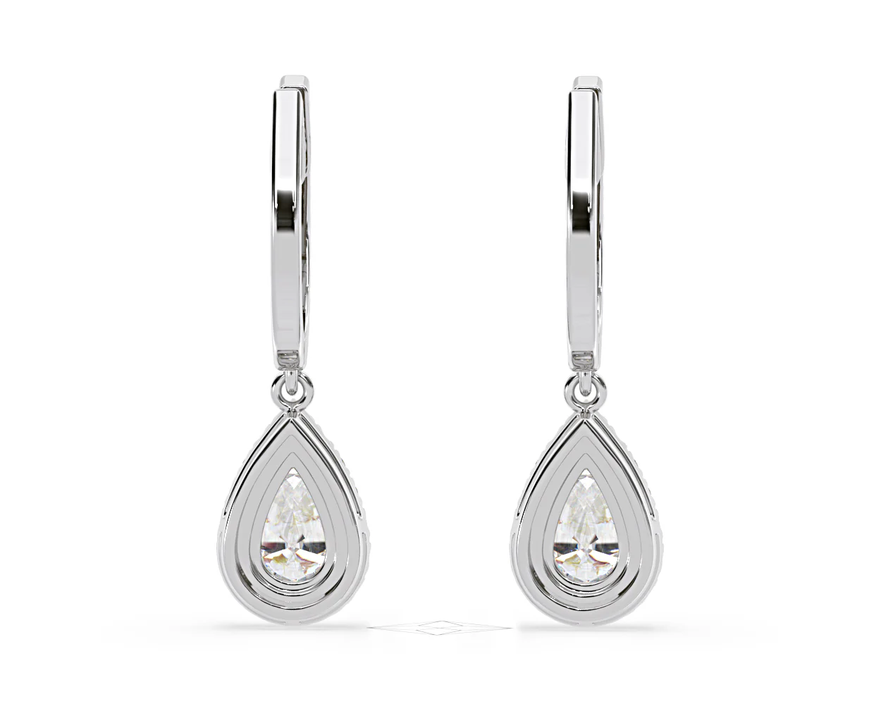 Diana Pear Lab Diamond Halo Drop Earrings 2.60ct in 18K White Gold F/VS1 - Image 47