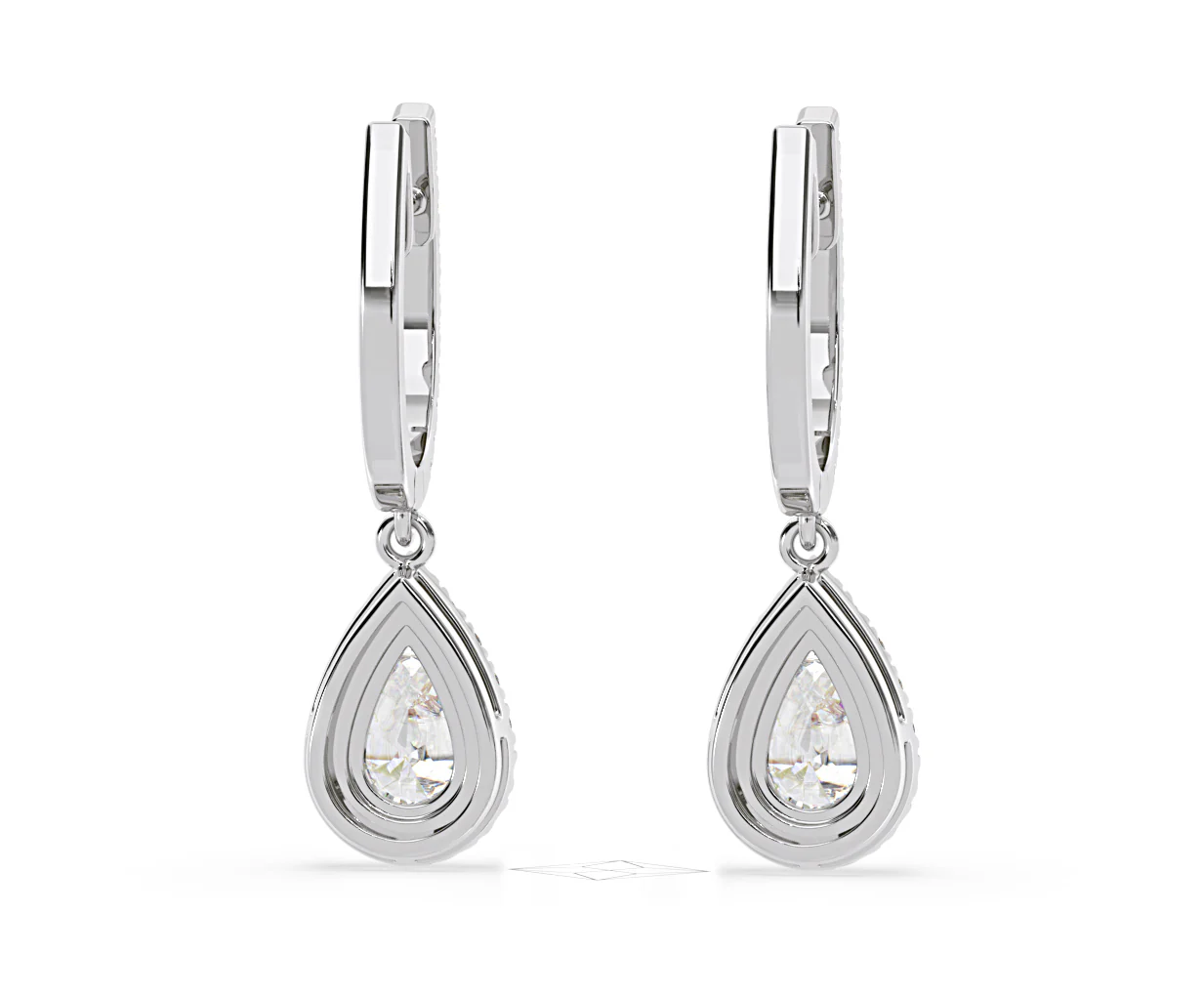 Diana Pear Lab Diamond Halo Drop Earrings 2.60ct in 18K White Gold F/VS1 - Image 48
