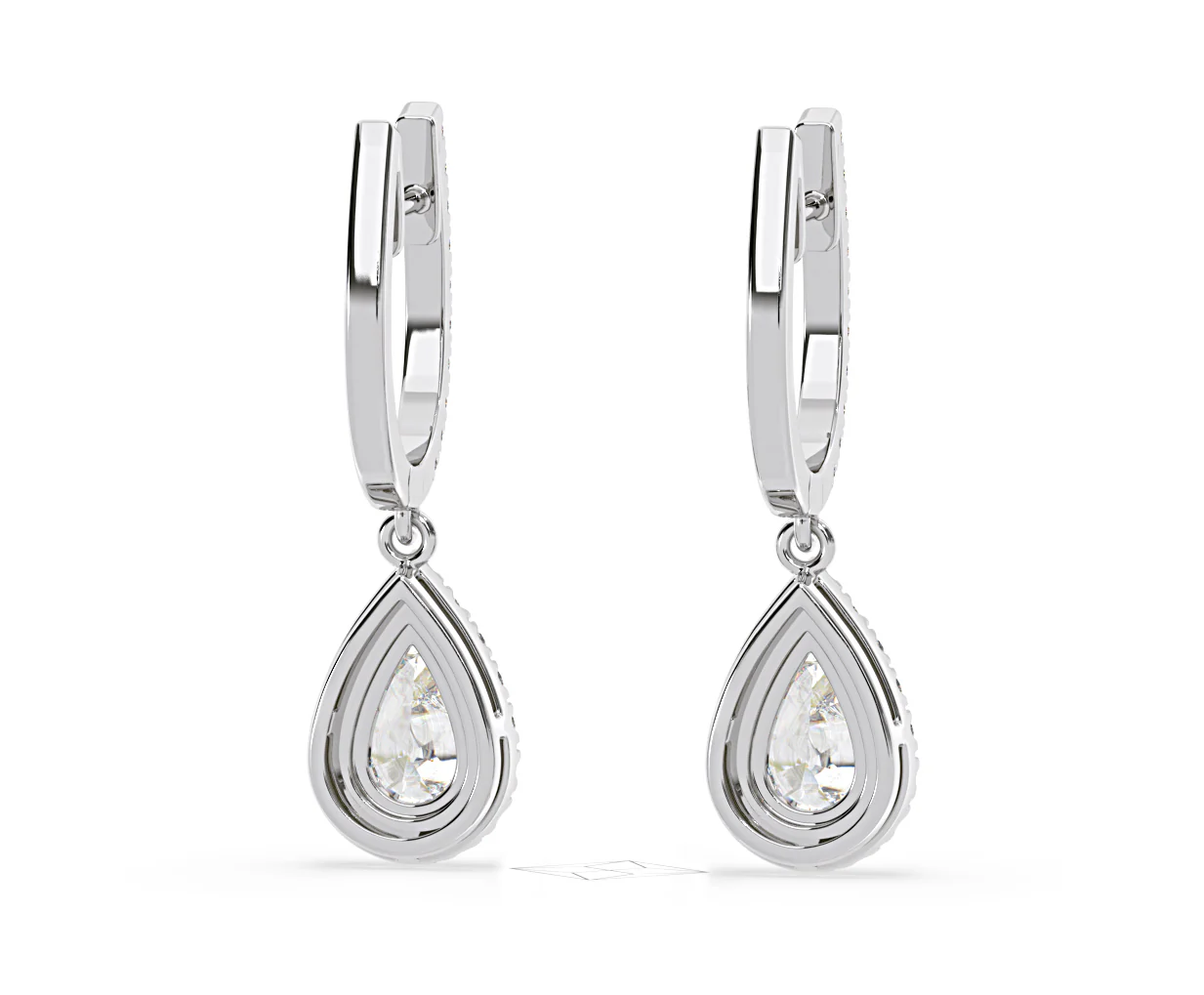 Diana Pear Lab Diamond Halo Drop Earrings 2.60ct in 18K White Gold F/VS1 - Image 49