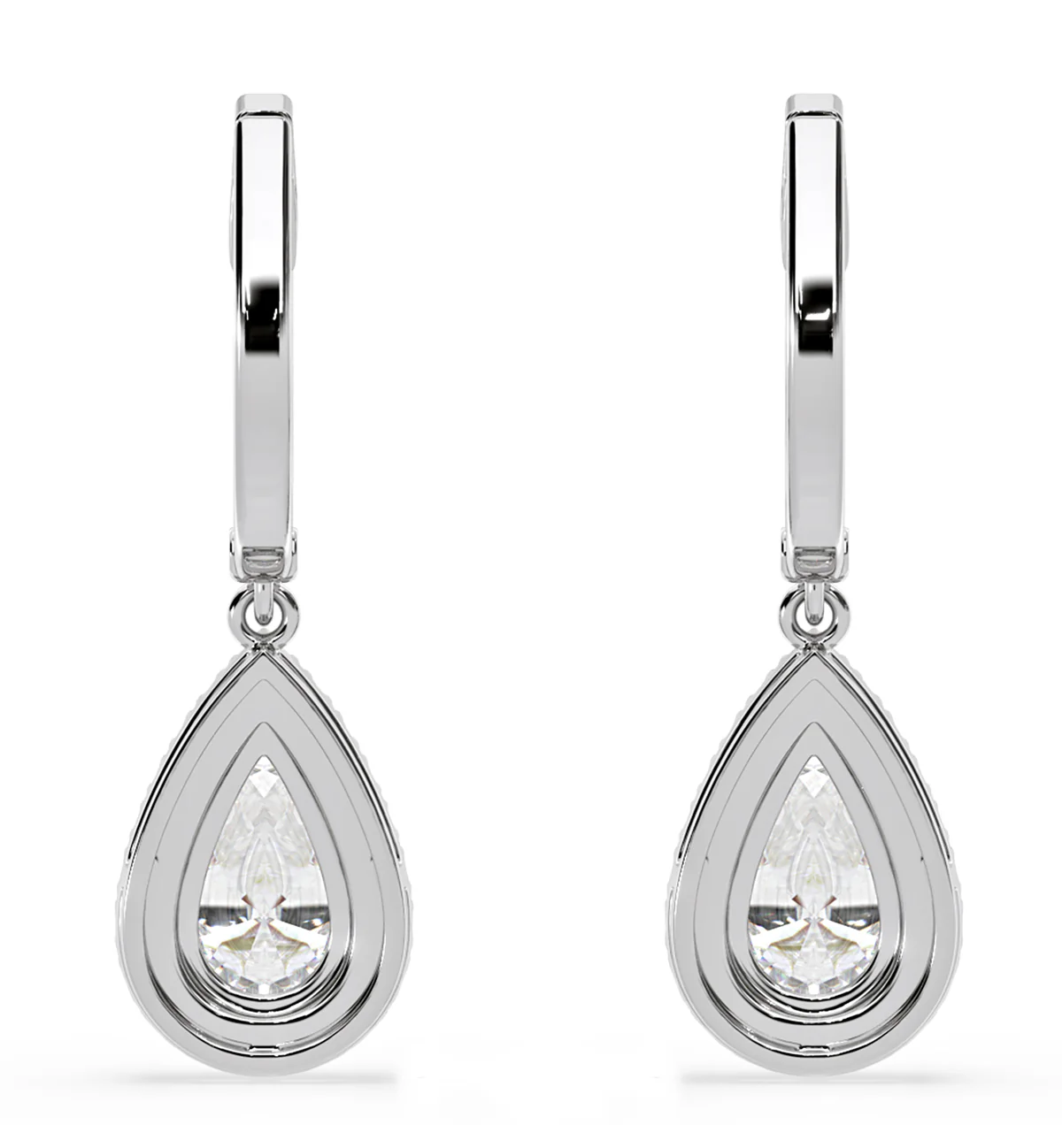 Diana Pear Lab Diamond Halo Drop Earrings 2.60ct in 18K White Gold F/VS1 - Image 5