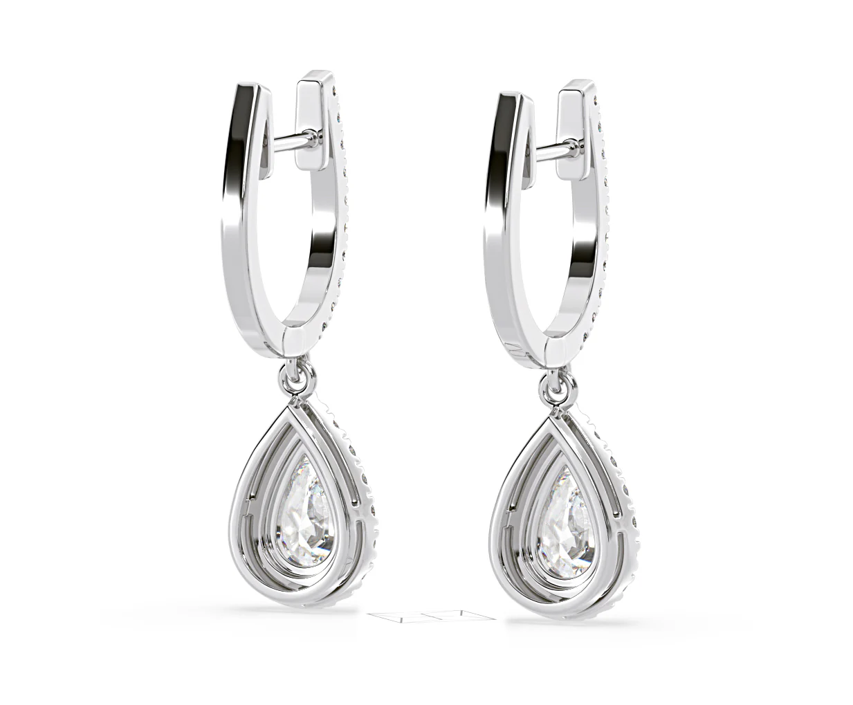 Diana Pear Lab Diamond Halo Drop Earrings 2.60ct in 18K White Gold F/VS1 - Image 52