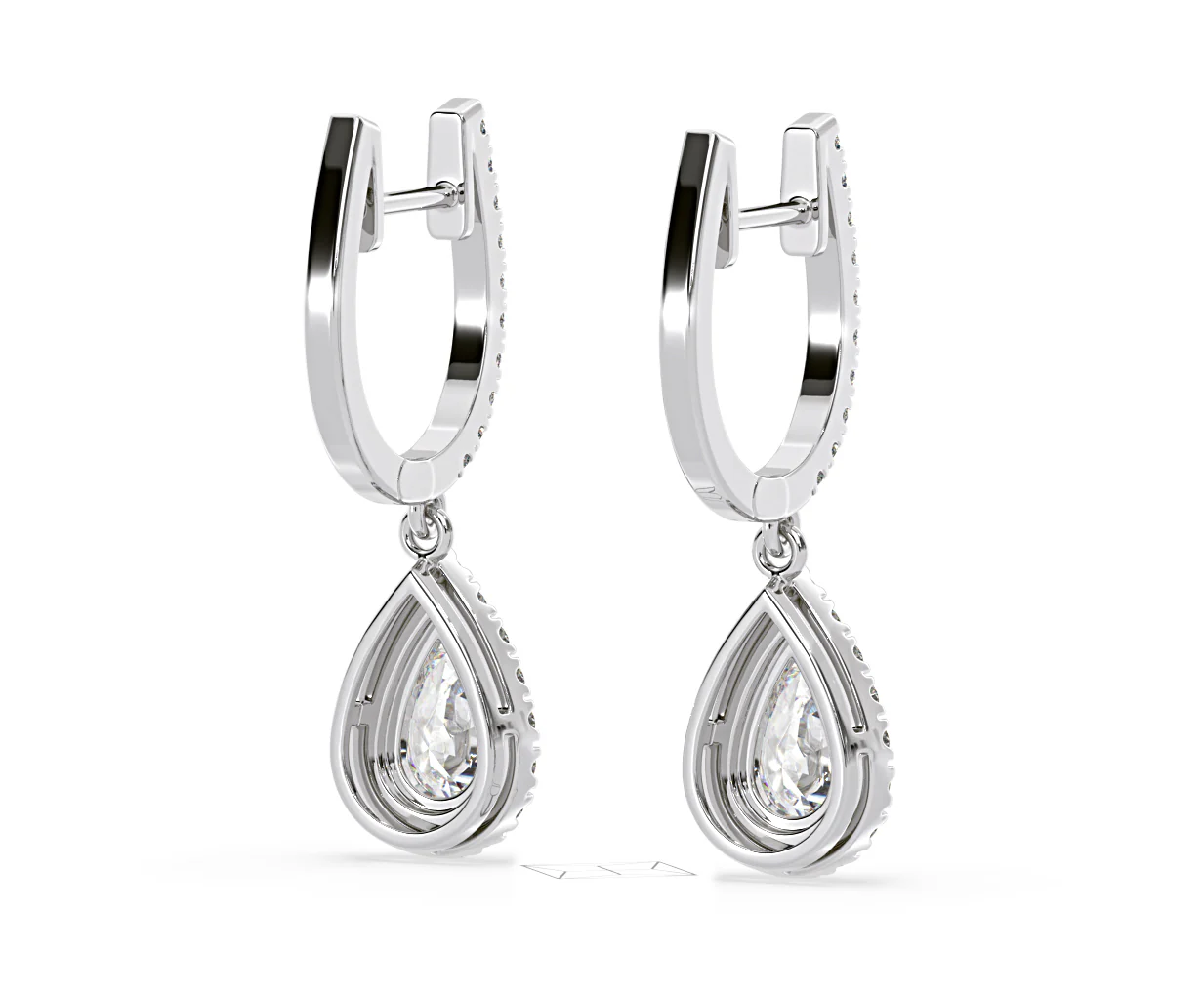 Diana Pear Lab Diamond Halo Drop Earrings 2.60ct in 18K White Gold F/VS1 - Image 53