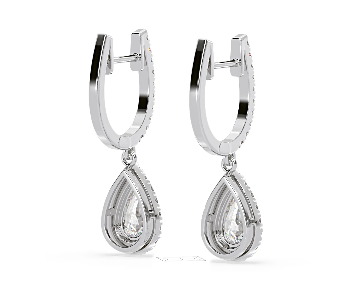 Diana Pear Lab Diamond Halo Drop Earrings 2.60ct in 18K White Gold F/VS1 - Image 54