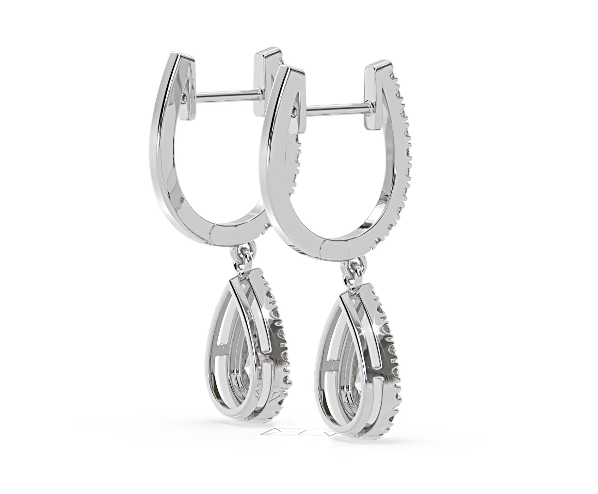 Diana Pear Lab Diamond Halo Drop Earrings 2.60ct in 18K White Gold F/VS1 - Image 59