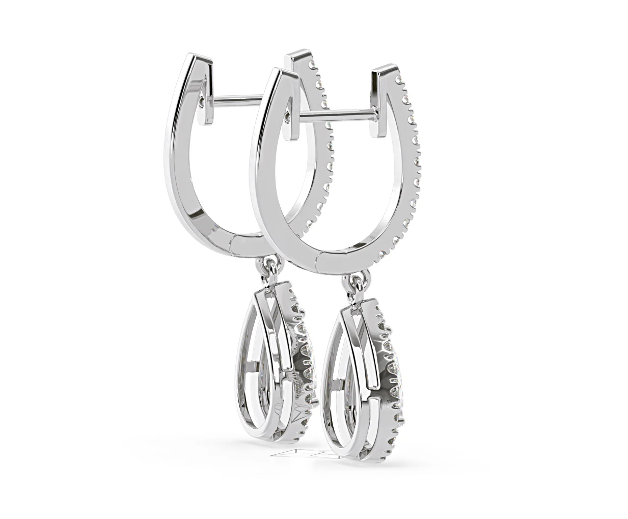 Diana Pear Lab Diamond Halo Drop Earrings 2.60ct in 18K White Gold F/VS1 - Image 61