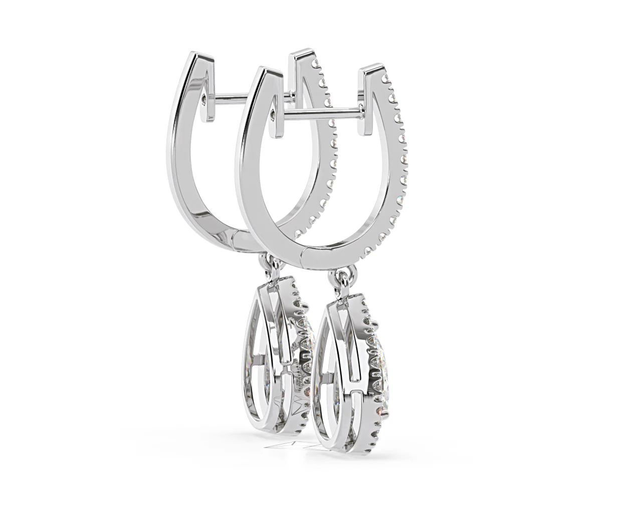 Diana Pear Lab Diamond Halo Drop Earrings 2.60ct in 18K White Gold F/VS1 - Image 62