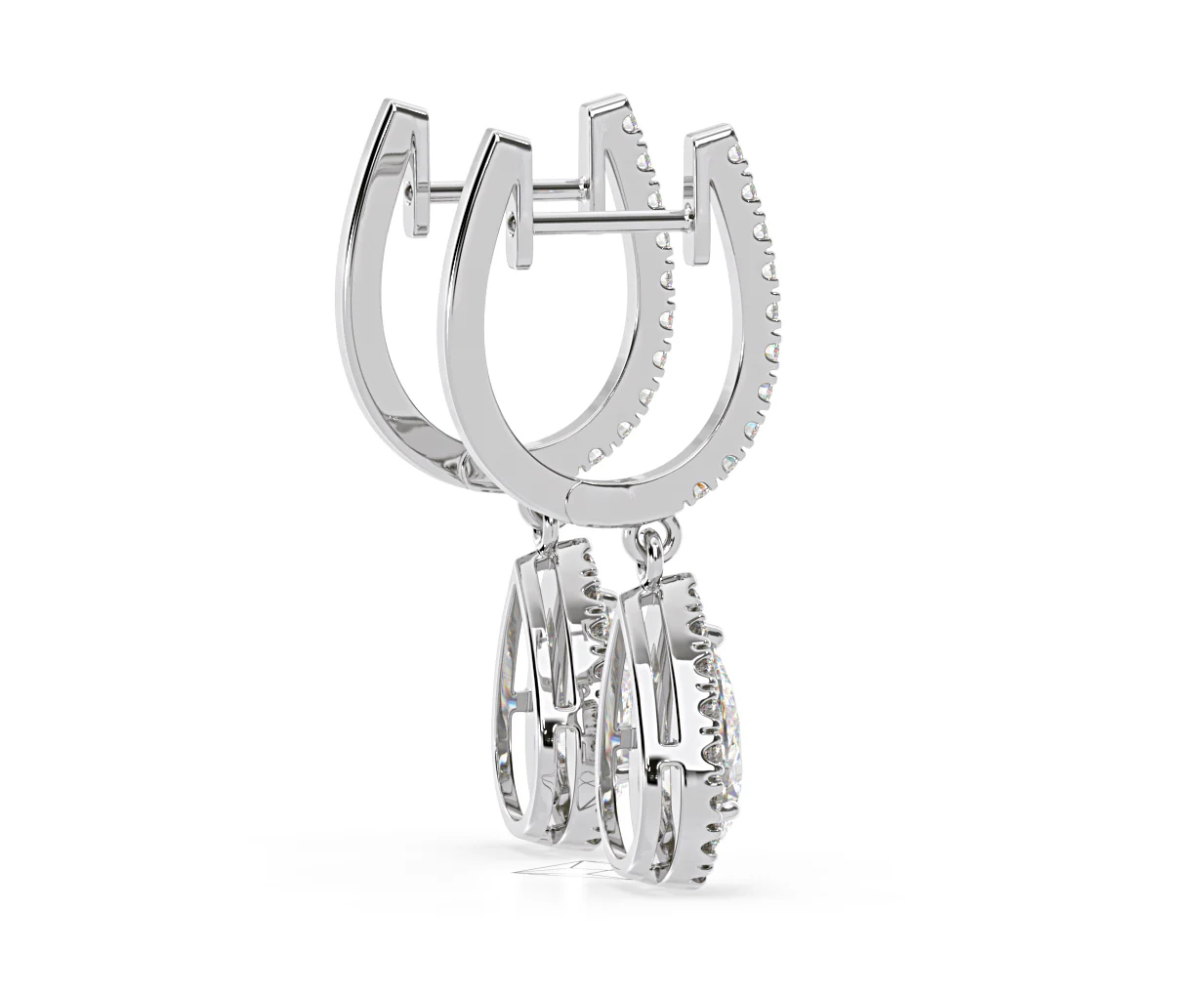 Diana Pear Lab Diamond Halo Drop Earrings 2.60ct in 18K White Gold F/VS1 - Image 63