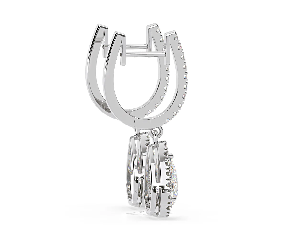 Diana Pear Lab Diamond Halo Drop Earrings 2.60ct in 18K White Gold F/VS1 - Image 64