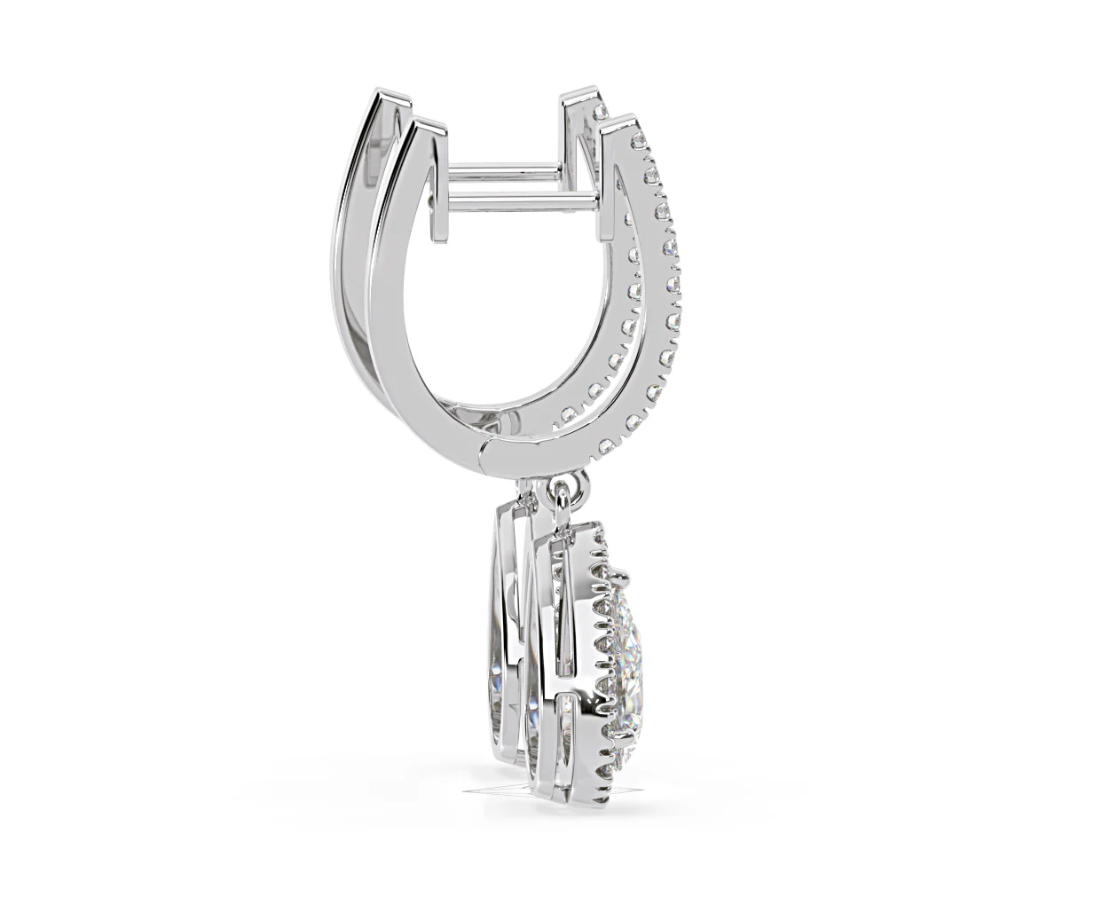 Diana Pear Lab Diamond Halo Drop Earrings 2.60ct in 18K White Gold F/VS1 - Image 65
