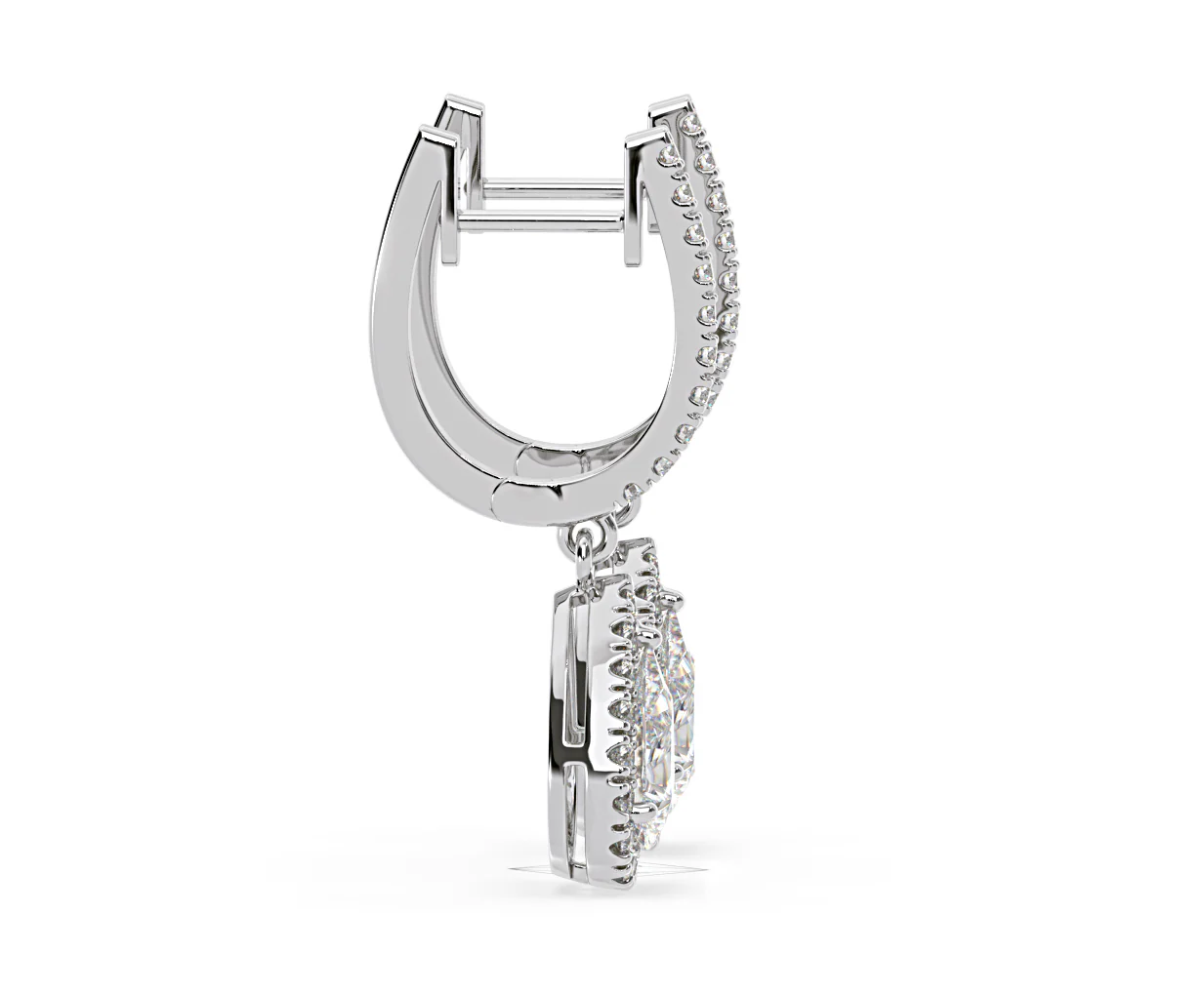 Diana Pear Lab Diamond Halo Drop Earrings 2.60ct in 18K White Gold F/VS1 - Image 67