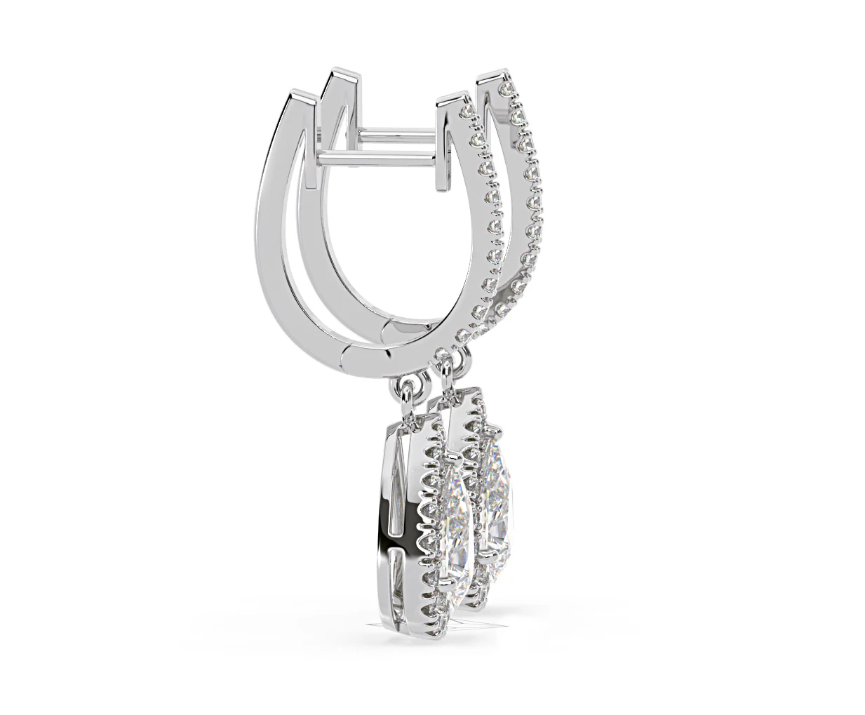 Diana Pear Lab Diamond Halo Drop Earrings 2.60ct in 18K White Gold F/VS1 - Image 68