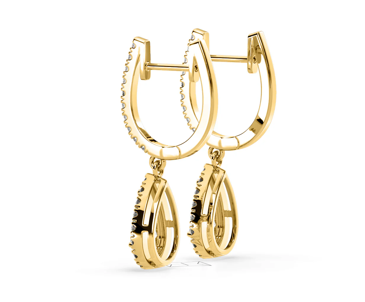 Diana Pear Lab Diamond Halo Drop Earrings 2.60ct in 18K Yellow Gold F/VS1 - Image 33