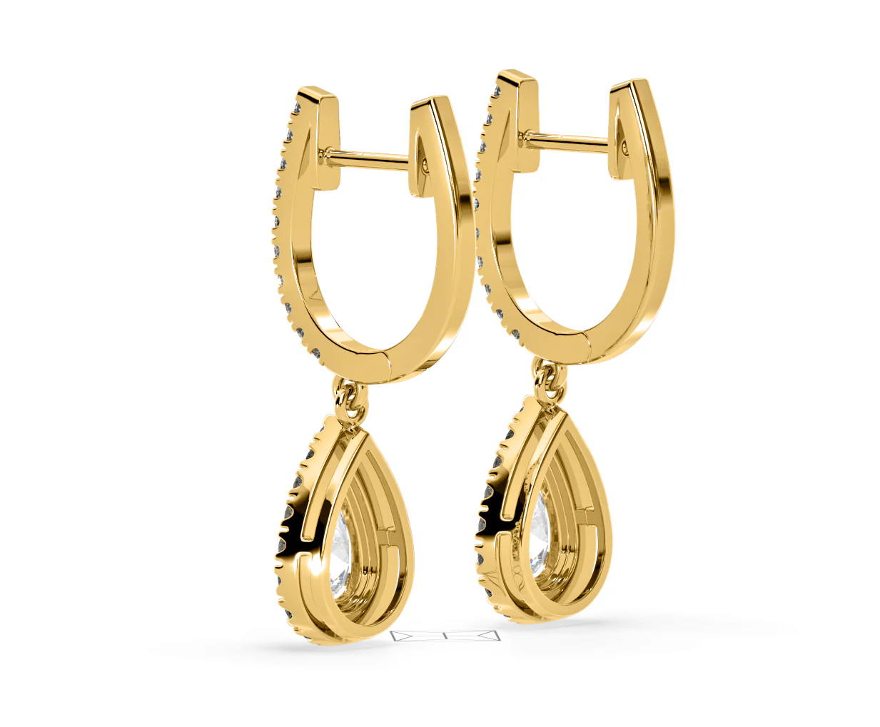 Diana Pear Lab Diamond Halo Drop Earrings 2.60ct in 18K Yellow Gold F/VS1 - Image 36