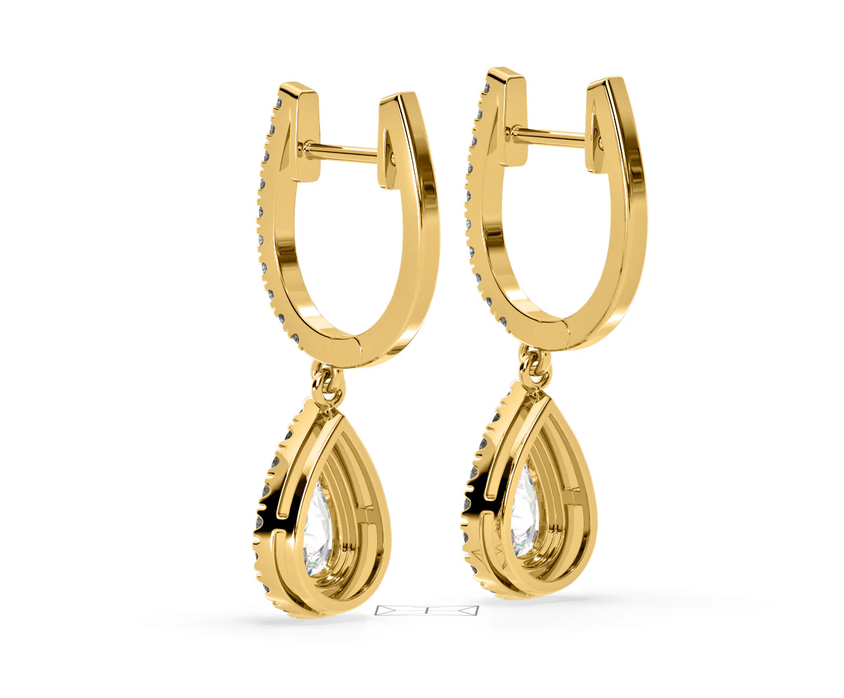 Diana Pear Lab Diamond Halo Drop Earrings 2.60ct in 18K Yellow Gold F/VS1 - Image 37