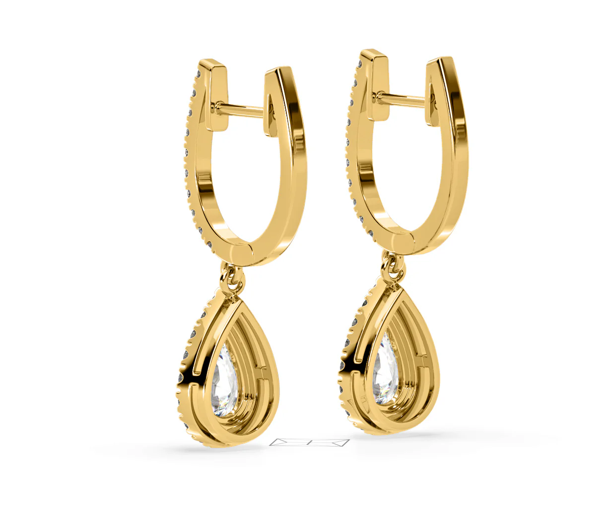 Diana Pear Lab Diamond Halo Drop Earrings 2.60ct in 18K Yellow Gold F/VS1 - Image 38