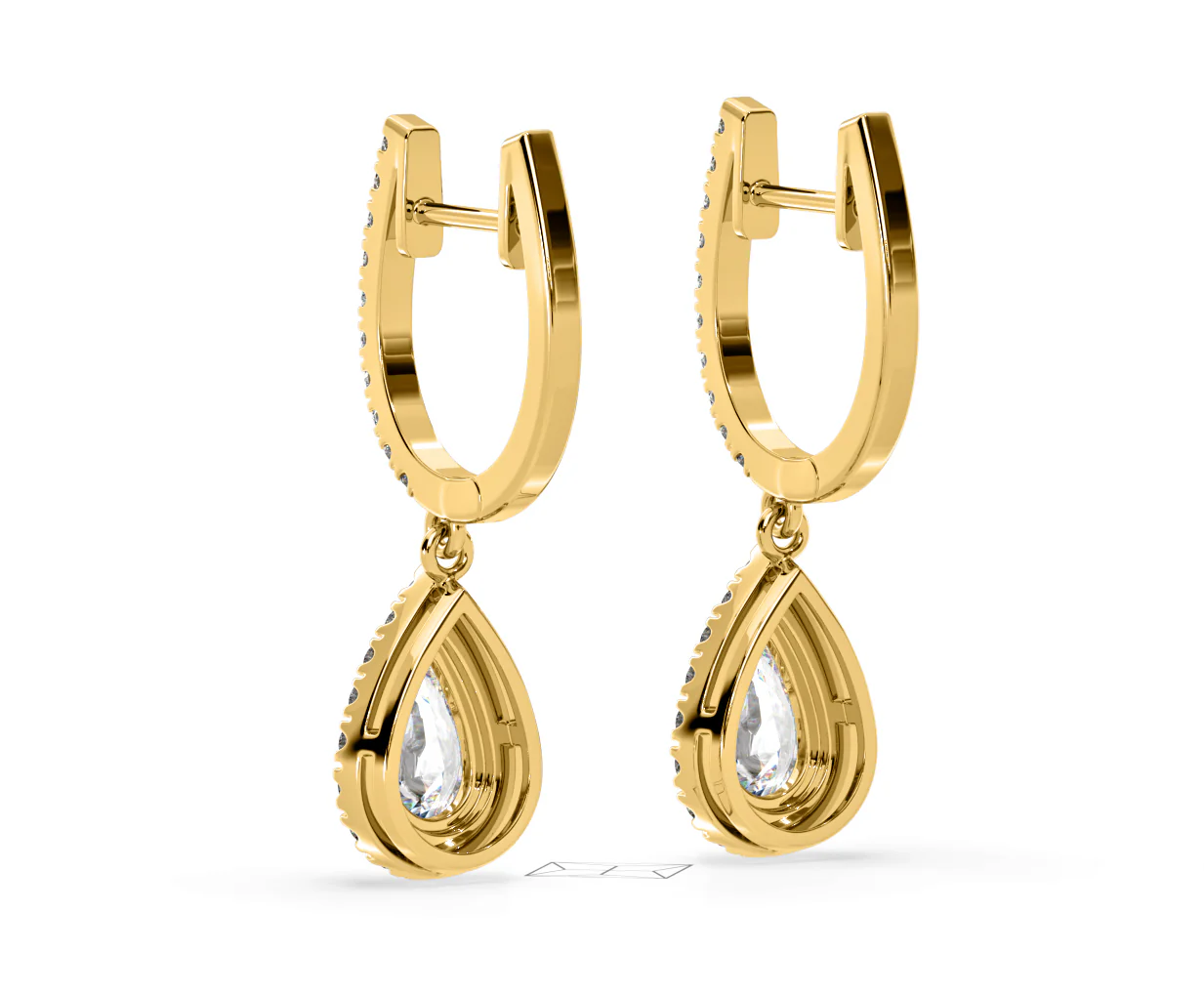 Diana Pear Lab Diamond Halo Drop Earrings 2.60ct in 18K Yellow Gold F/VS1 - Image 39