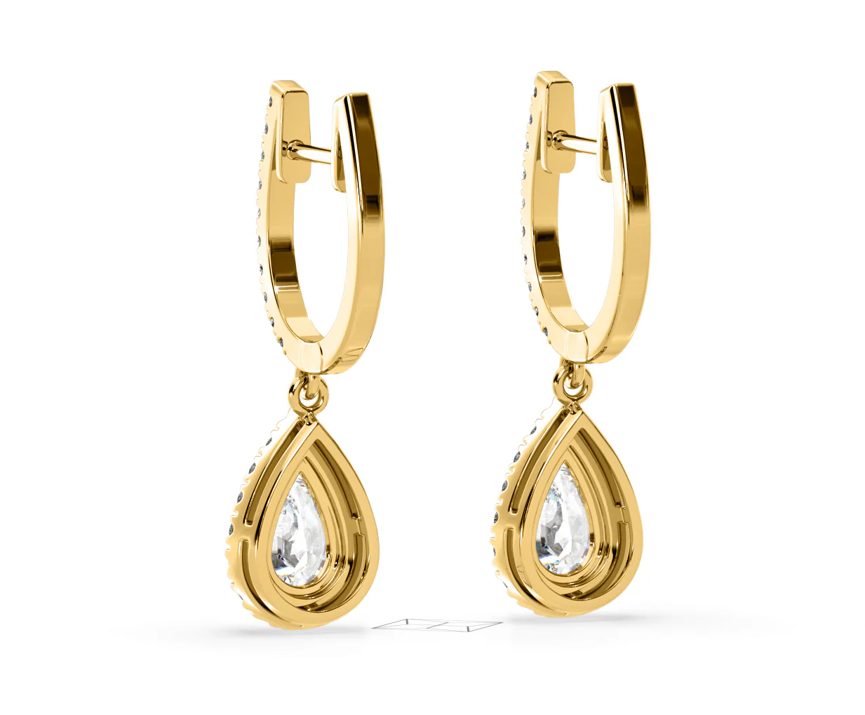 Diana Pear Lab Diamond Halo Drop Earrings 2.60ct in 18K Yellow Gold F/VS1 - Image 41