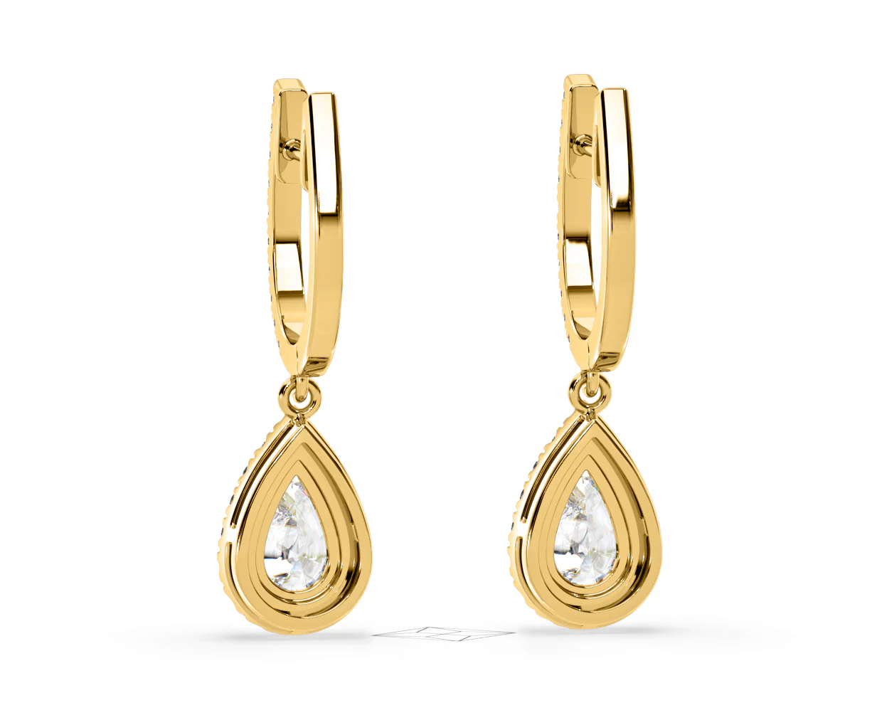 Diana Pear Lab Diamond Halo Drop Earrings 2.60ct in 18K Yellow Gold F/VS1 - Image 44