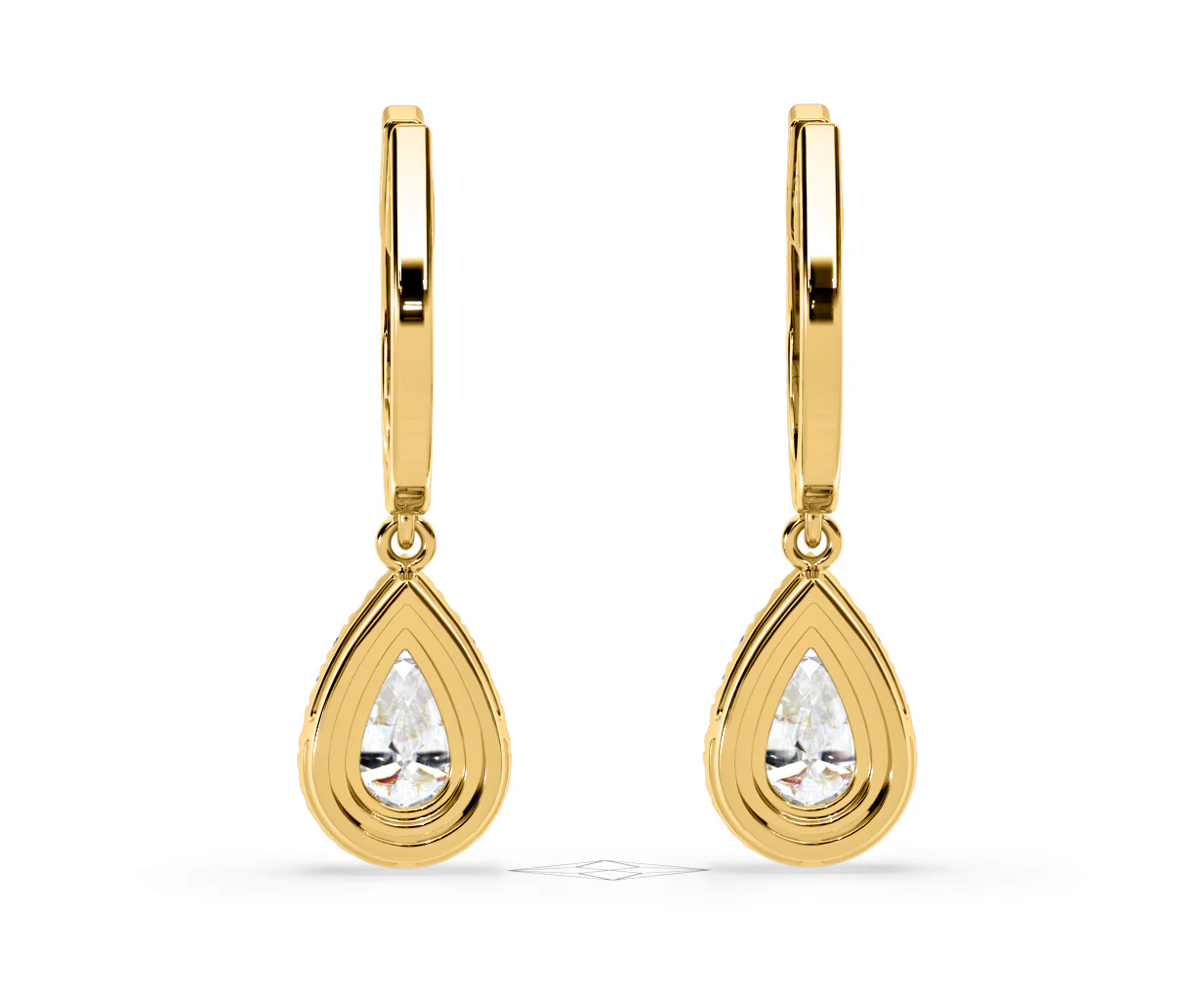 Diana Pear Lab Diamond Halo Drop Earrings 2.60ct in 18K Yellow Gold F/VS1 - Image 46