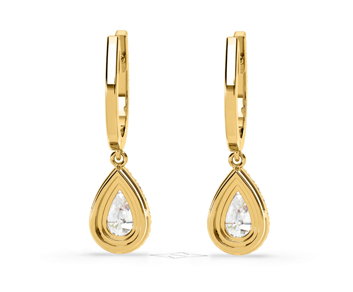 Diana Pear Lab Diamond Halo Drop Earrings 2.60ct in 18K Yellow Gold F/VS1 - Image 48