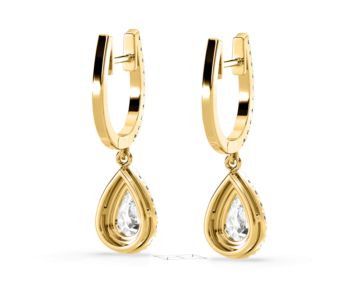 Diana Pear Lab Diamond Halo Drop Earrings 2.60ct in 18K Yellow Gold F/VS1 - Image 52
