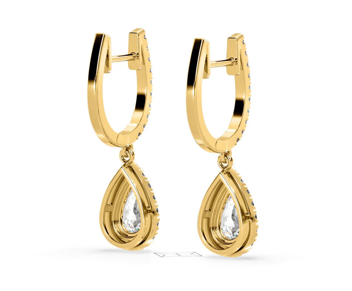 Diana Pear Lab Diamond Halo Drop Earrings 2.60ct in 18K Yellow Gold F/VS1 - Image 54