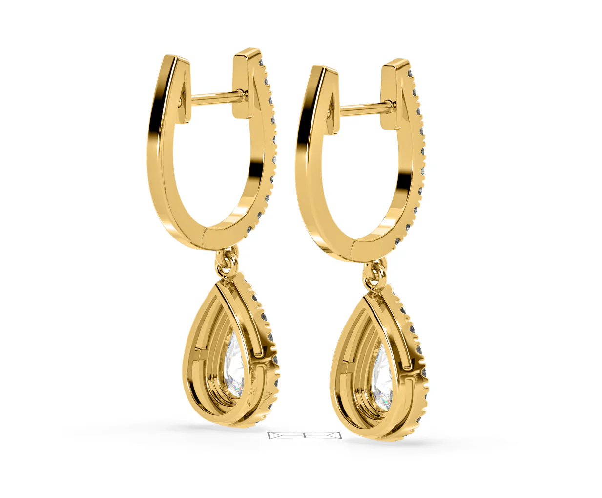 Diana Pear Lab Diamond Halo Drop Earrings 2.60ct in 18K Yellow Gold F/VS1 - Image 56