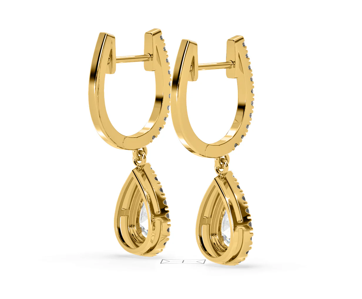 Diana Pear Lab Diamond Halo Drop Earrings 2.60ct in 18K Yellow Gold F/VS1 - Image 57