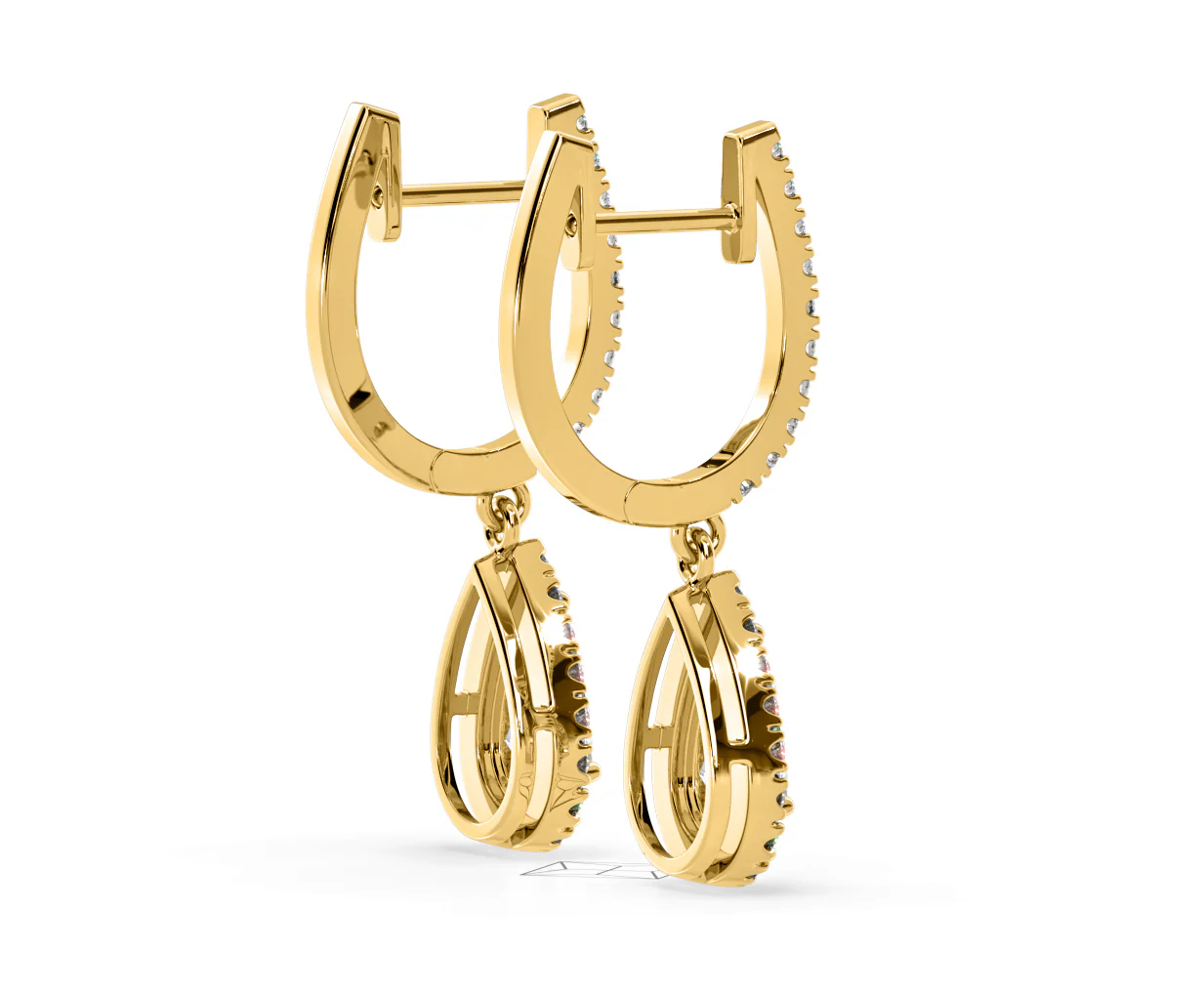 Diana Pear Lab Diamond Halo Drop Earrings 2.60ct in 18K Yellow Gold F/VS1 - Image 60