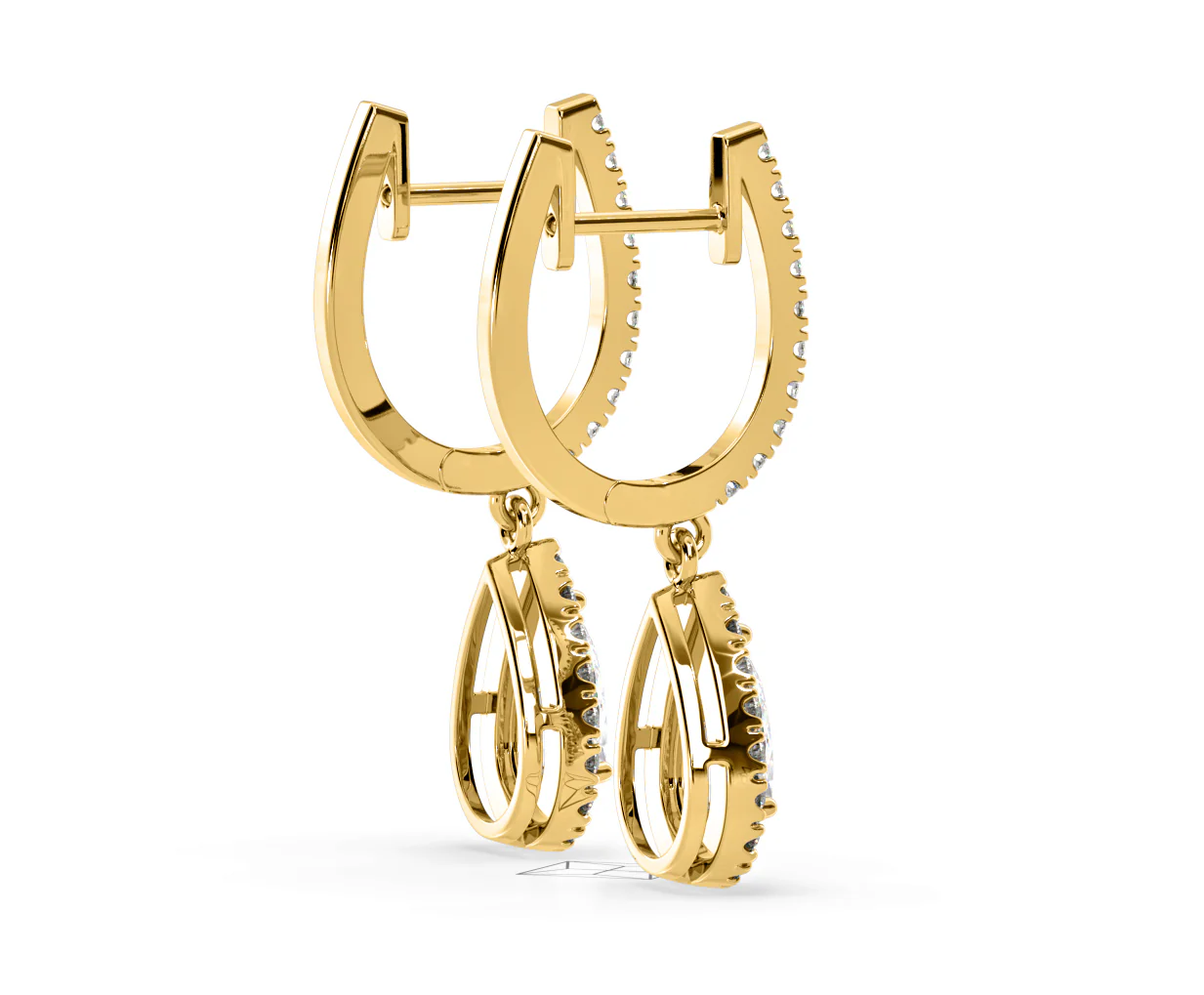 Diana Pear Lab Diamond Halo Drop Earrings 2.60ct in 18K Yellow Gold F/VS1 - Image 61