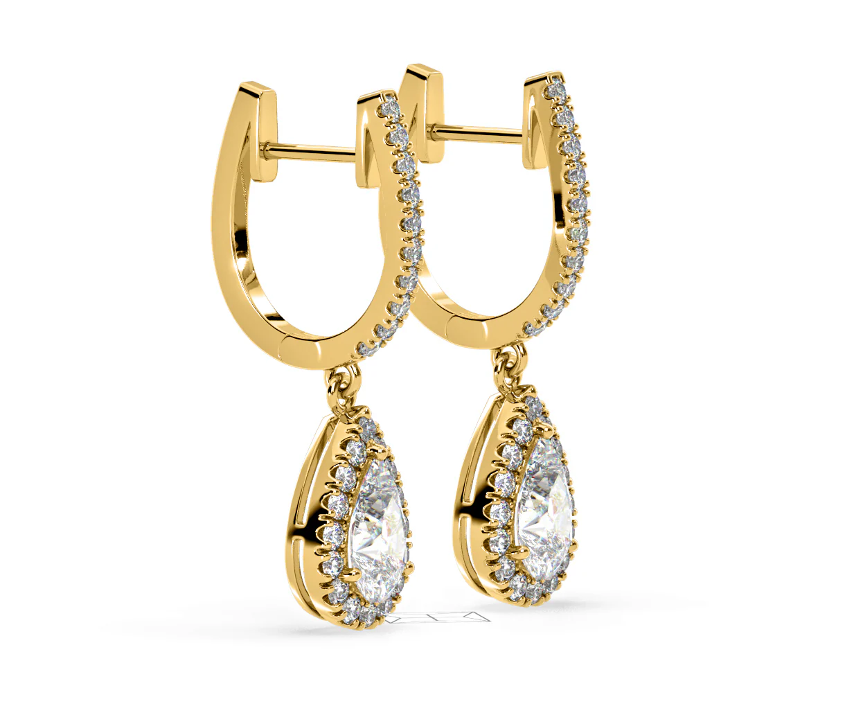 Diana Pear Lab Diamond Halo Drop Earrings 2.60ct in 18K Yellow Gold F/VS1 - Image 74