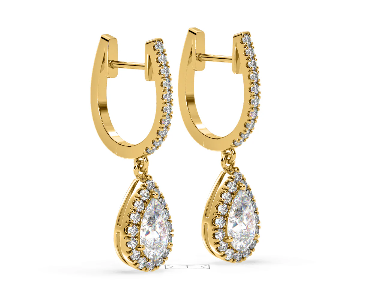 Diana Pear Lab Diamond Halo Drop Earrings 2.60ct in 18K Yellow Gold F/VS1 - Image 76