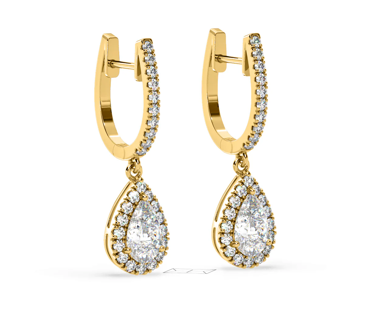 Diana Pear Lab Diamond Halo Drop Earrings 2.60ct in 18K Yellow Gold F/VS1 - Image 79