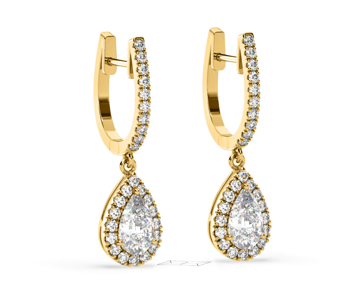 Diana Pear Lab Diamond Halo Drop Earrings 2.60ct in 18K Yellow Gold F/VS1 - Image 80