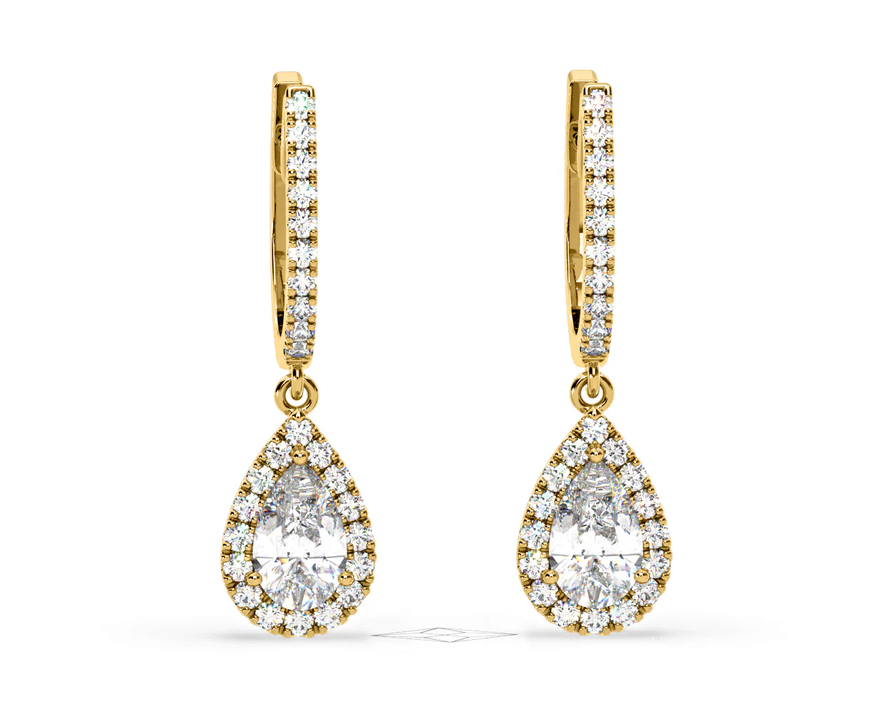 Diana Pear Lab Diamond Halo Drop Earrings 2.60ct in 18K Yellow Gold F/VS1 - Image 85