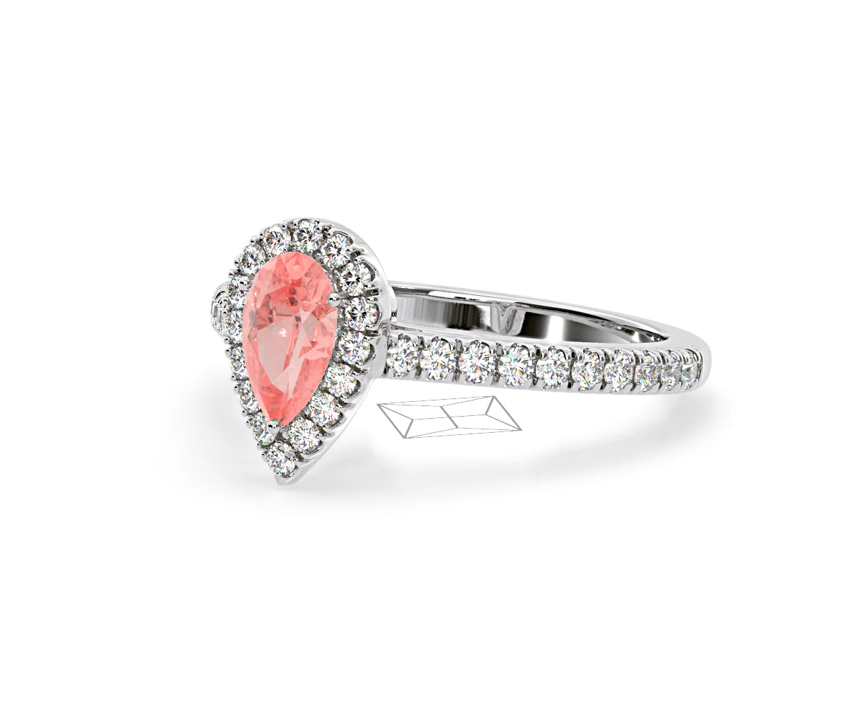 Diana Pink Lab Diamond Pear Halo Ring 1.00ct in 18K White Gold - Elara Collection - Image 14