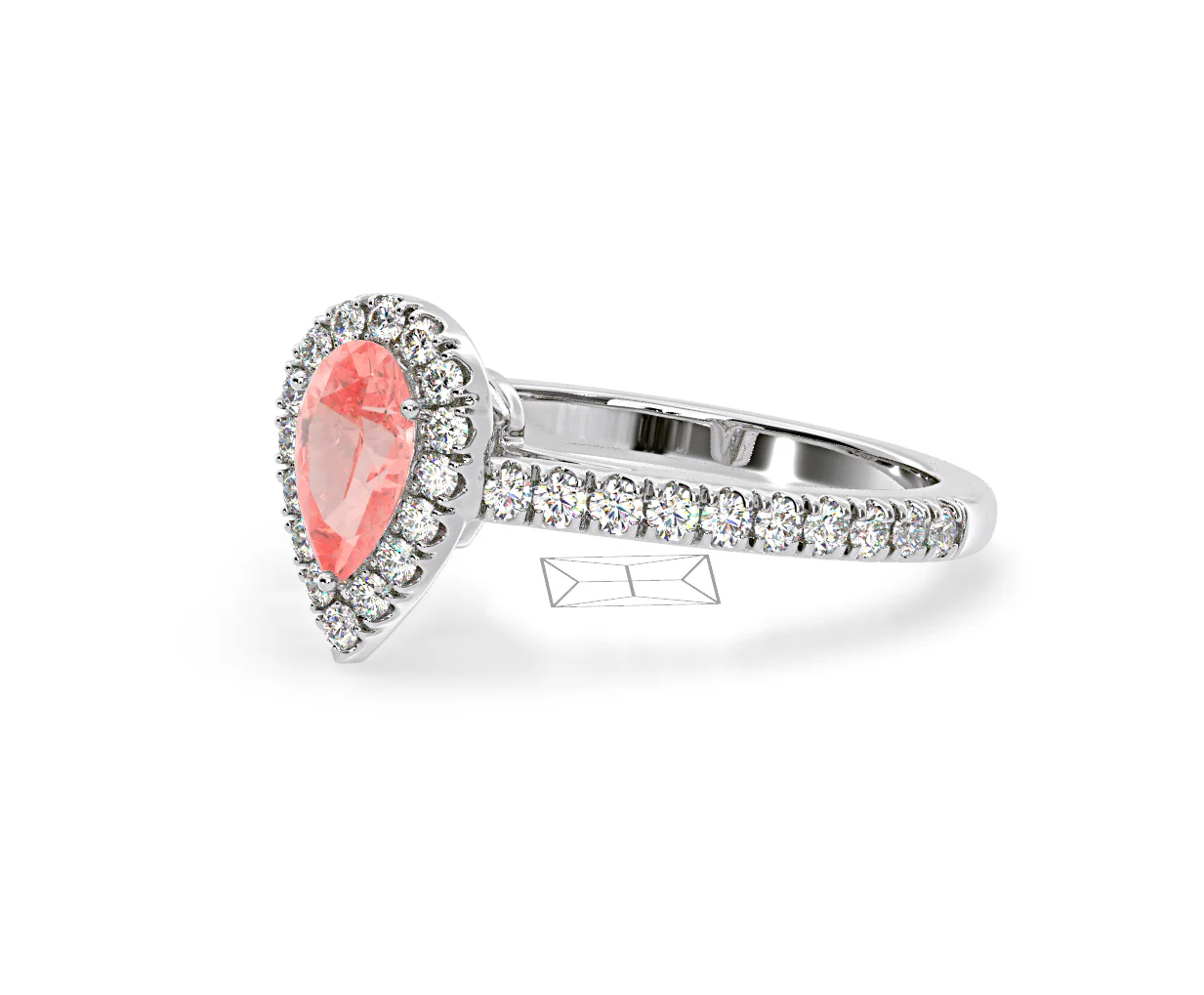 Diana Pink Lab Diamond Pear Halo Ring 1.00ct in 18K White Gold - Elara Collection - Image 16