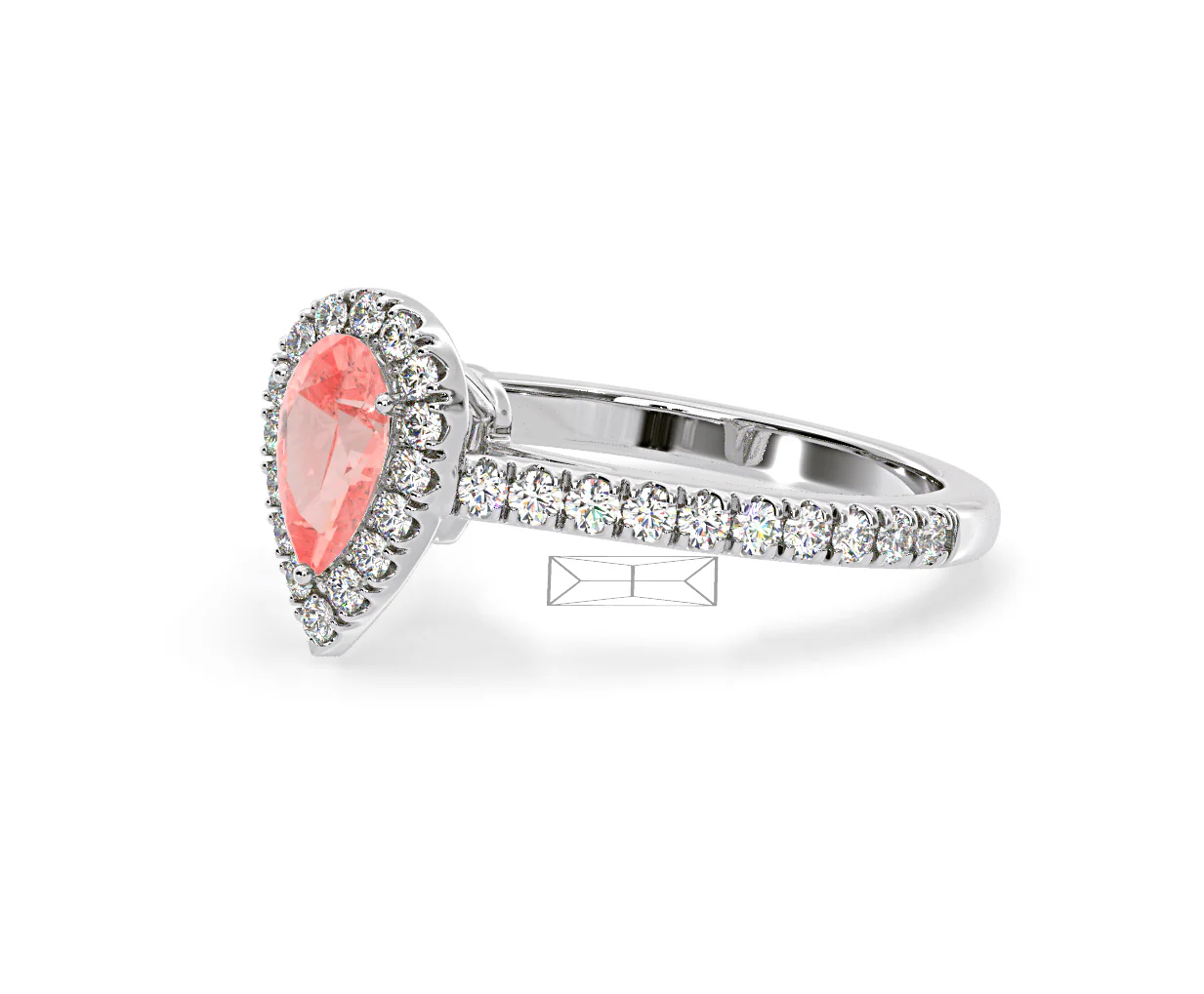 Diana Pink Lab Diamond Pear Halo Ring 1.00ct in 18K White Gold - Elara Collection - Image 17