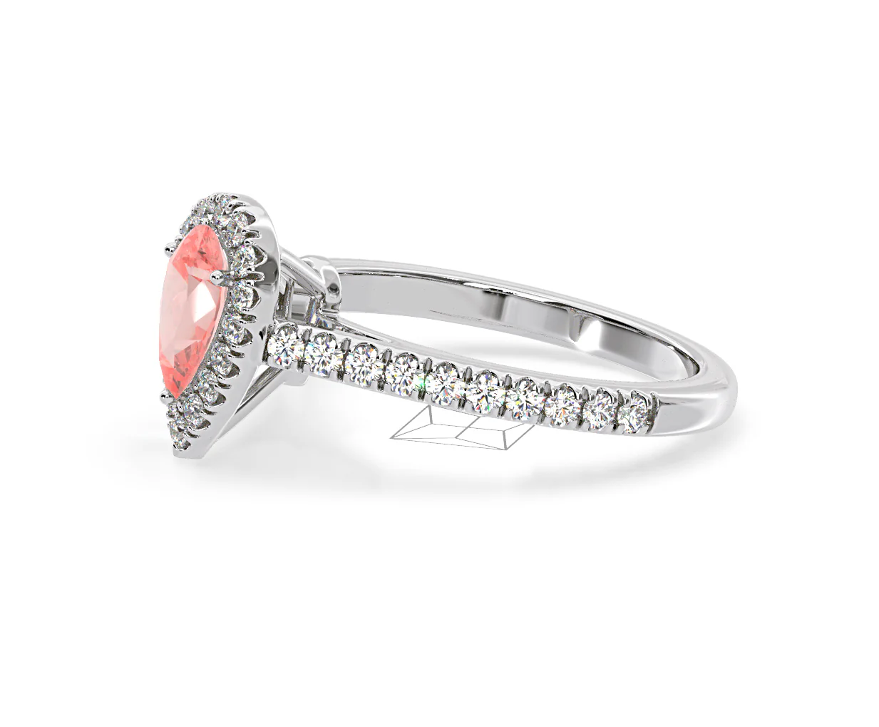 Diana Pink Lab Diamond Pear Halo Ring 1.00ct in 18K White Gold - Elara Collection - Image 21